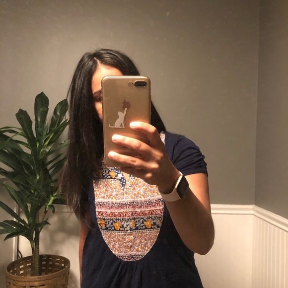 Meadow Rue Anthropologie Bib‎ Top Navy Size Xs - Picture 3 of 8